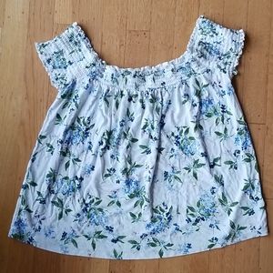 American Eagle Soft & Sexy Tee S Blue Flowers